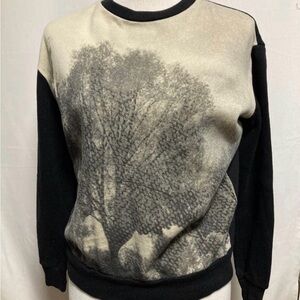 Stella McCartney Black and Cream Tree Print Crewneck Sweater